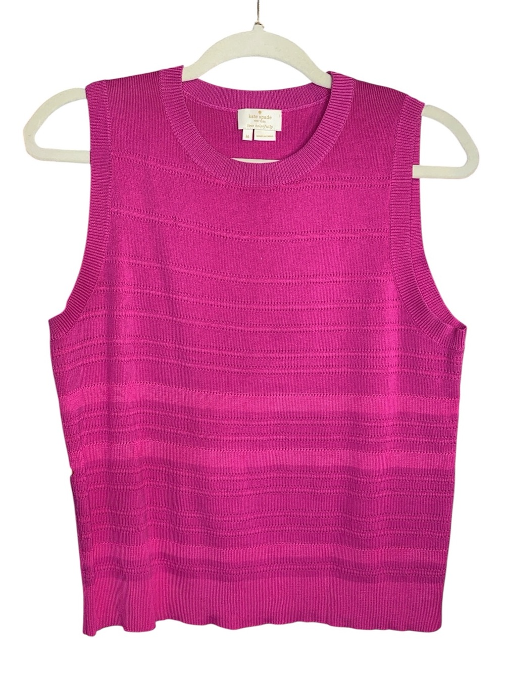 Kate Spade Pink Knit Crop Sweater Tank Top, Size Medium